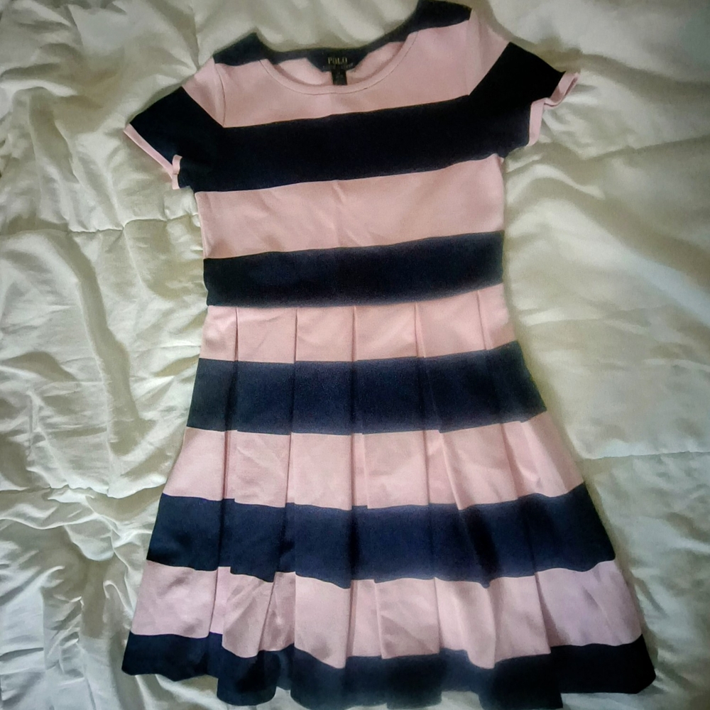 Ralph Lauren Polo Pink and Black Striped Kids Dress
